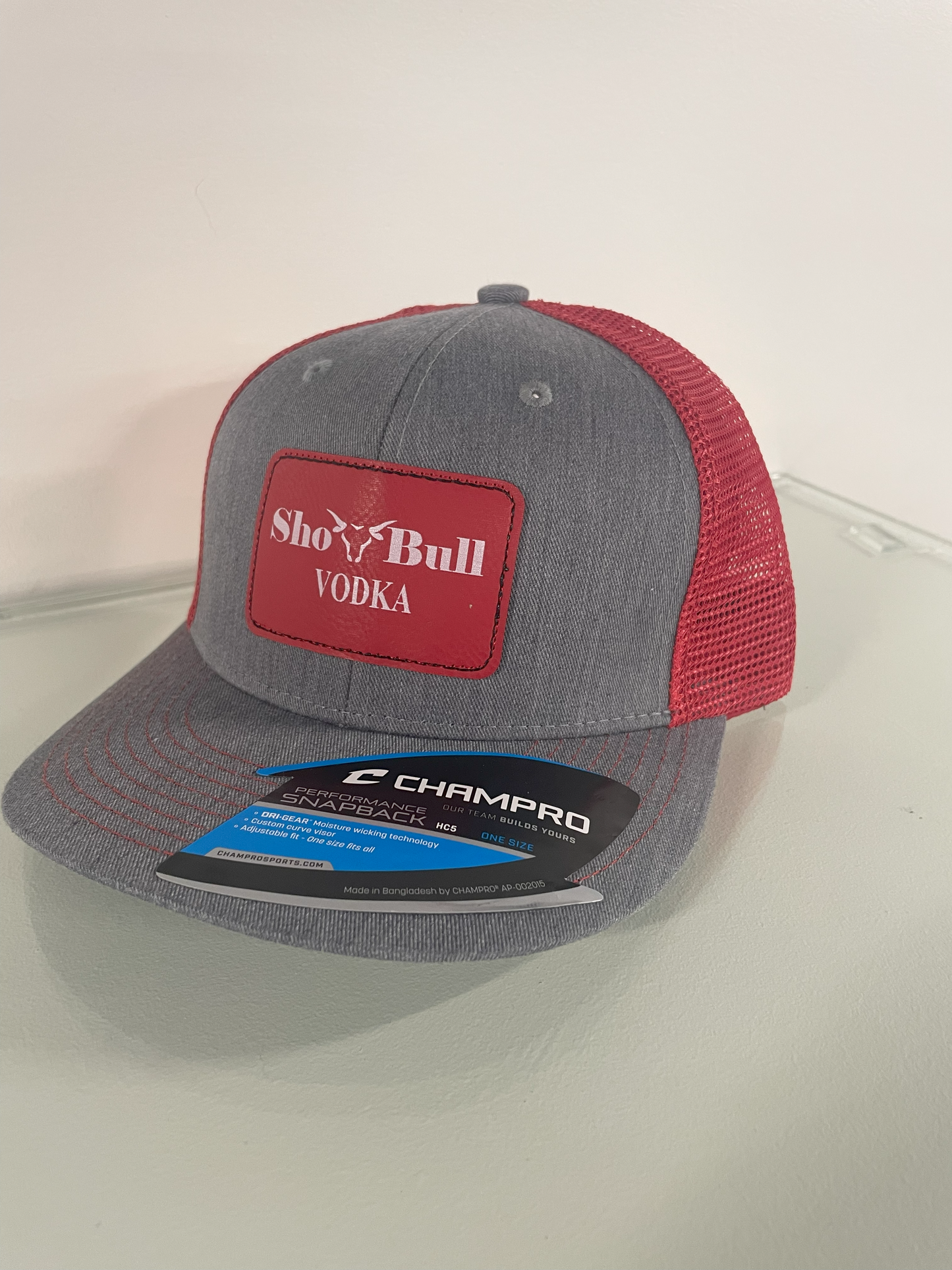Grey/Red w Red/White ShoBull Logo Flatbill